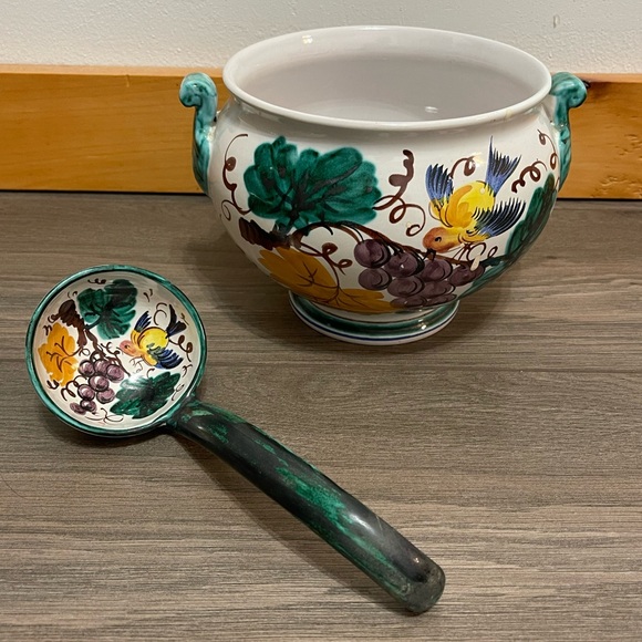 Fratelli Fanciullacci Tureen Made in Italy Birds with Grapes & Leaves - Picture 1 of 11